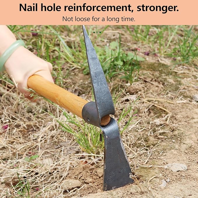 Gardening Pick Axes, Heavy Duty Pick Axe Hand Tool Pickaxe Mattock Hoe with Wooden Handle Mattock Pick Multipurpose Hand Tool for Outdoor﻿