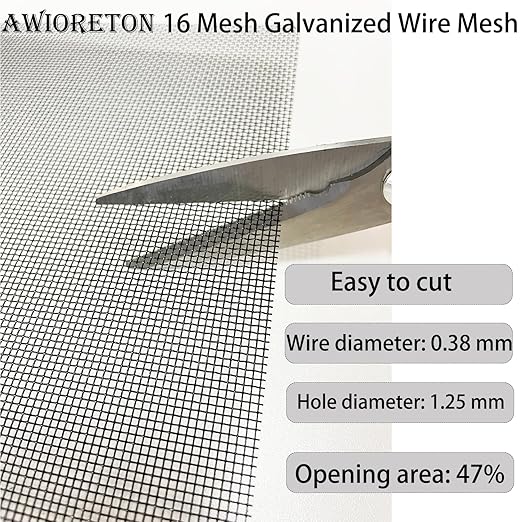 Wire Mesh Sheet, 4 Pack 16 Mesh Woven PVC Coated Galvanized 8 × 12 inch（30 X 21CM） Woven Wire Mesh for Vent, Cage, Cabinets Mesh, DIY Project.
