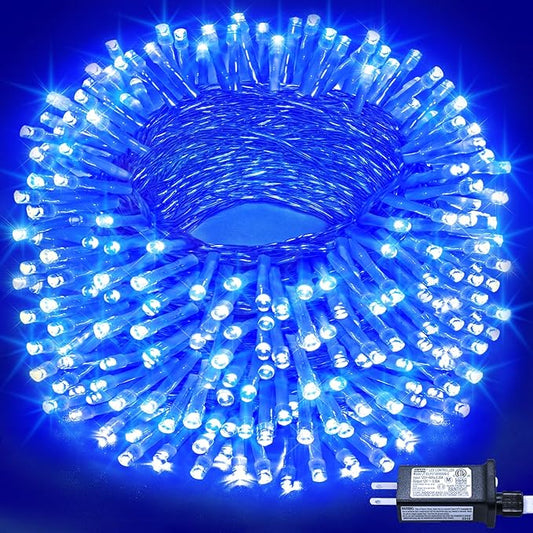 100FT 300 LED Christmas Lights Outdoor, Plug in Christmas String Lights Indoor, Waterproof & 8 Modes & Timer Function, Connectable Fairy Twinkle Light for Bedroom Patio Wedding Party Decor, Blue