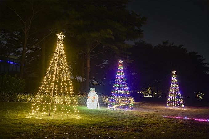 Christmas Decorations Christmas Tree Lights 10Ft Outdoor Star Lights Decor Waterproof Warm White & Multicolor