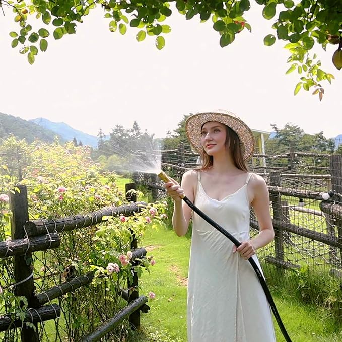 Garden Hose 5/8" x 75ft - No-Kink Flexible Water Hose 600 PSI Burst Pressure, Lightweight & Durable for Yard, Car Wash, Pets Black