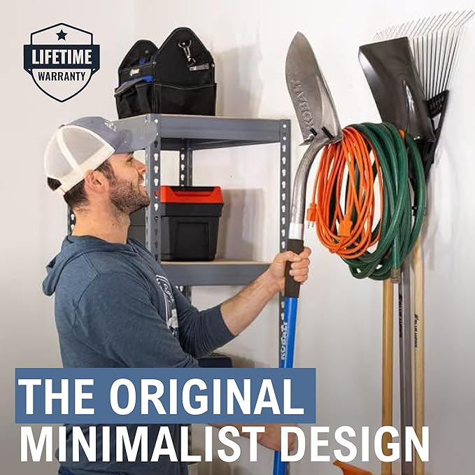 StoreYourBoard Garage Garden Tool Wall Mount Hook, Garage Organization and Storage, Shovel & Rake Hangers Yard Tool Rack, Industrial Steel Holds 50 Pounds