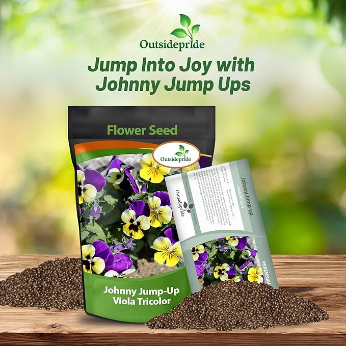Outsidepride Johnny Jump Up Viola Wild Flower Seeds - 1/8 lb Easy-to-Grow, Compact & Hardy Perennial Seeds for Planting Outdoors, Ideal for Pollinators, Garden Beds, Containers, & Hanging Baskets