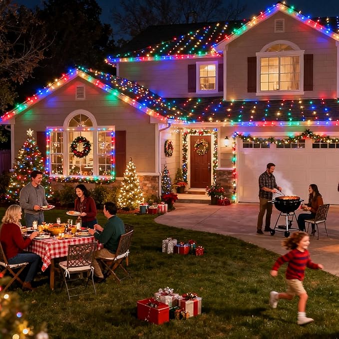 Joomer Christmas String Lights - 100FT 300LED RGB String Lights with Remote, Waterproof Outdoor Indoor with Timer Memory Function for Tree, Yard, Christmas Decor (Non-Connectable)