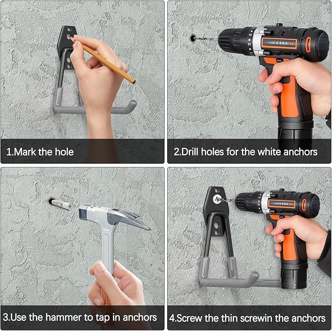 3-H Garage Wall Hooks 31 Pack, Garage Hooks Heavy Duty with Extra Welding Spots, Garage Organizer for Garden, Lawn, Yard Tools, Chairs, Ladders, Weed Eater, Shovel, Blower(Gray)