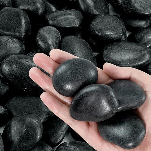 2-3 Inch Black Pebbles for Plants, 5 lbs River Rocks Decorative Black Stones, Ideal for Fish Tank, Vases, Crafting, Home Decor and Garden Landscaping Rocks