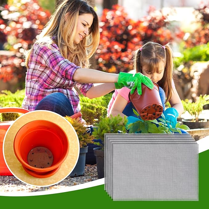 10pcs Flower Pot Hole Mesh Pad, 11.8x7.8 Inch Bonsai Mesh Drainage Screens Plant Pot Drainage Mesh Plant Screen Mesh Preventing Soil Leakage