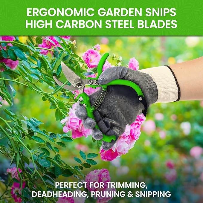 GARDEN GURU Ergonomic Garden Snips Clippers - Professional Hand Pruner Pruning Shear Scissors with Comfort Grip Handles for Gardening Trimming and Yard Work – High Carbon Steel - 1 Case (100 Pcs)