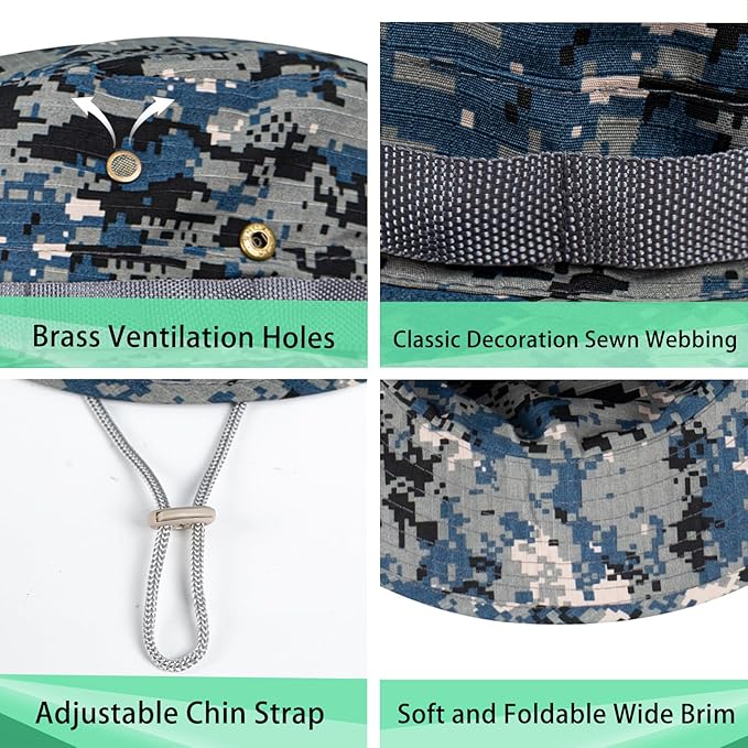 Sun Hats for Men Women Boonie Hat UPF 50+ Bucket Hat Wide Brim UV Protection Fishing Hiking Safari Outdoor Hats