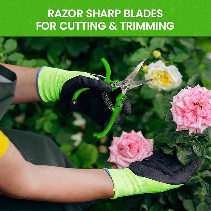 GARDEN GURU Ergonomic Garden Snips Clippers – Professional Hand Pruner Pruning Shear with Comfort Grip Handles for Gardening Trimming and Yard Work – High Carbon Steel