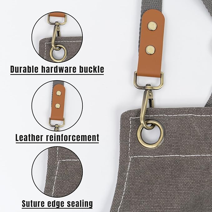 Personalized Chef Aprons for Men Women Canvas Cross Back Heavy Duty Work Apron for Coffee Shop Bartender Bistro Woodworking