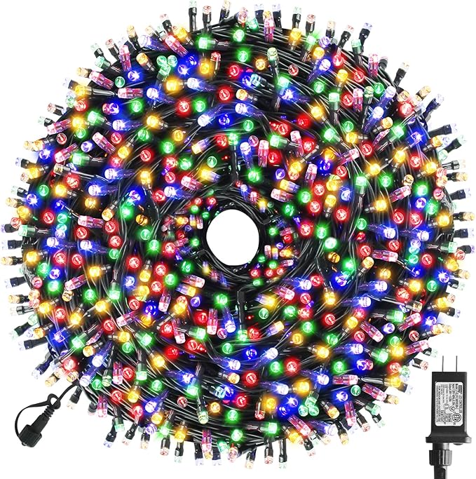 XTF2015 Christmas String Lights 170FT 500 LED, End-to-End Plug 8 Modes Memory Function with Timer - UL Certified - Outdoor Indoor Fairy Christmas Lights for Tree, Patio, Garden, Holiday (Multicolor)