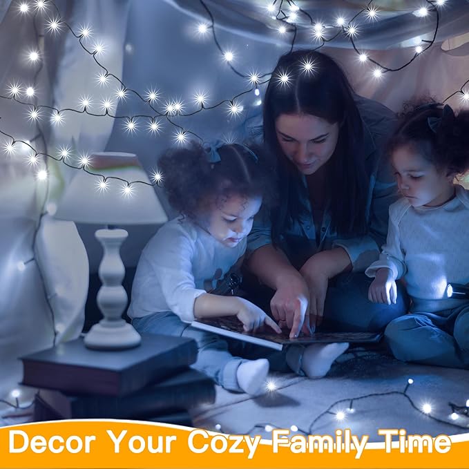 Ollny Christmas Tree Lights 400LED 132FT, Remote Plug-in Christmas Lights with Timer and 8 Modes Waterproof Outdoor String Lights for Thanksgiving Xmas House Indoor Outside Decorations (Cool White)