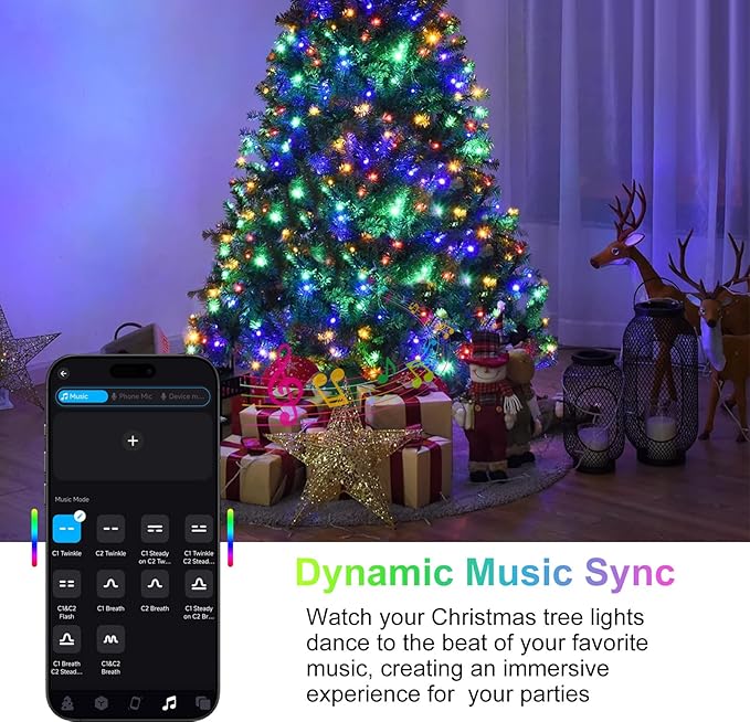 400 LEDs Christmas Tree Lights,LED Christmas Lights with 17 Light Modes ,Timer& Memory Function,Remote & APP Control,16 Strands 6.6FT String Light for Wedding,Home Party,Xmas Tree Decor,Multicolor