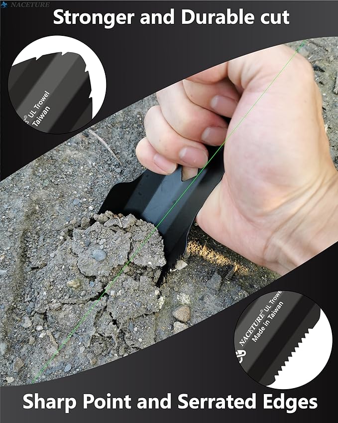 NACETURE Ultralight Backpacking Trowel Aluminum Shovel Small Potty Multitool with Longer Handle Design Essential for Hiking, Camping and Survival Bags(Black 1 Pack)