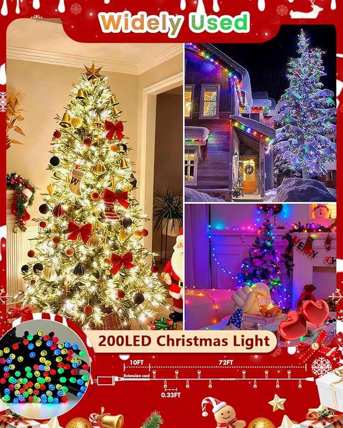 Smart Color Changing Christmas String Lights, 206FT 600LED App Control RGB LED String Lights with Remote & Timer, Waterproof Twinkle Christmas Tree Lights Indoor Outdoor Holiday Xmas Tree Decorations
