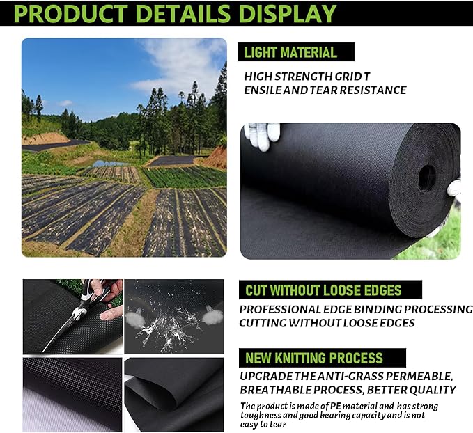 5 OZ Non Woven Geotextile Landscape Fabric,Weed Barrier Landscape Fabric for Landscaping, French Drains, Underlayment, Erosion Control, Construction Projects,4x180FT Black