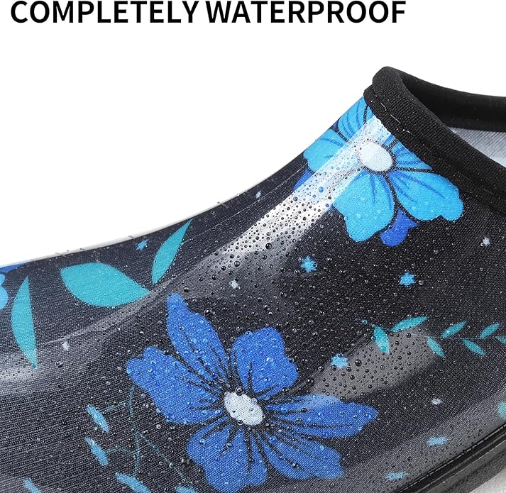 DKSUKO Waterproof Garden Shoe for Women Outdoor Slip-On Rain Boots Short Ankle Work Shoes and Garden Clogs with Comfort Insole