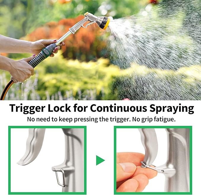 AUTOMAN Garden Nozzle Sprayer, High Pressure Spray Nozzle, 100% Metal Water Hose Nozzle, 7 Patterns Watering Nozzle, Heavy Duty Sprayer Garden Nozzle for Watering Plants & Lawns, Washing Cars & Pets