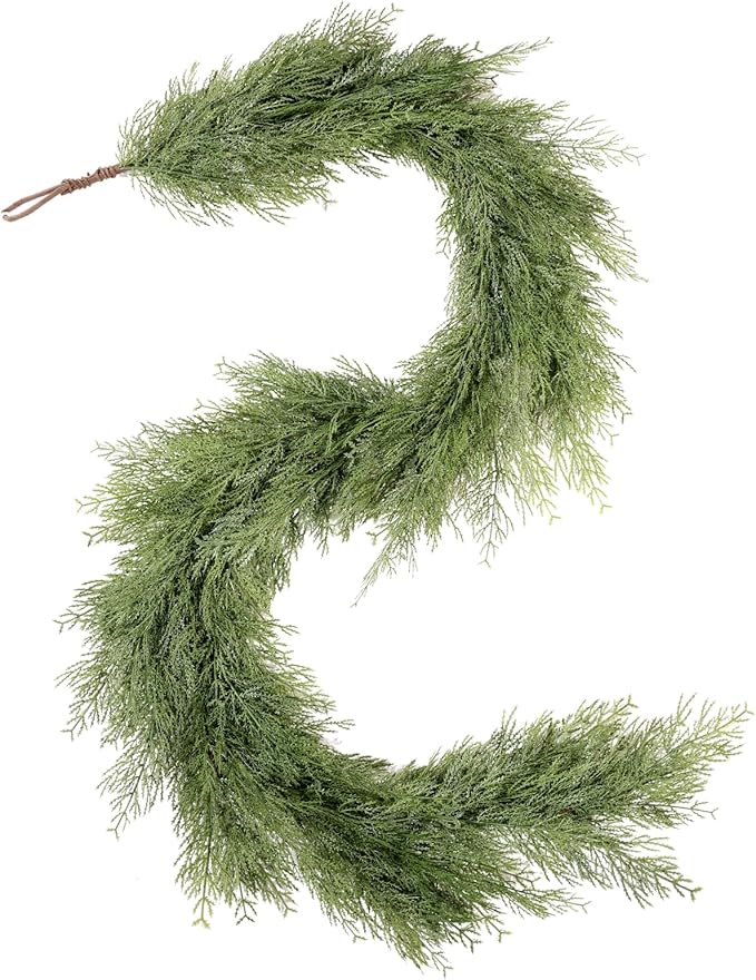 WBHome Real Touch Chamaecyparis pisifera Garland for Christmas Holiday Seasonal Outdoor/Indoor Home Decor, 6FT Long