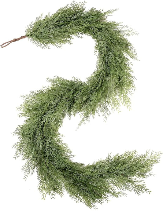 WBHome Real Touch Chamaecyparis pisifera Garland for Christmas Holiday Seasonal Outdoor/Indoor Home Decor, 6FT Long