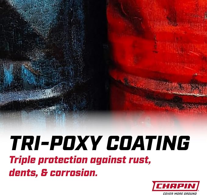 Chapin 19494 Made in USA 3.5 Gallon Tri-Poxy Industrial Open Head Sprayer for Professional Concrete Applications, Form Oils, Construction with All Brass Components, 3.5 gallons, Red