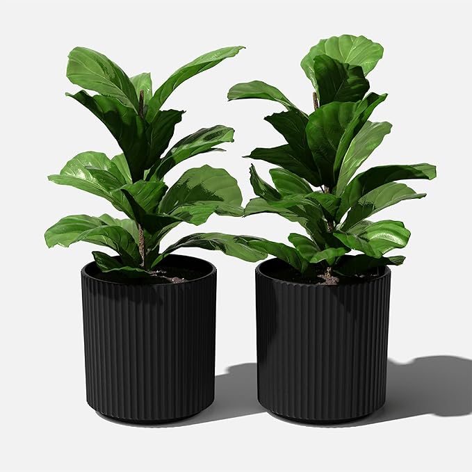 Veradek Demi Series Round Planter for Porch, Patio, Backyard | Durable Plastic-Stone Composite Material | Modern Décor for Tall Plants, Flowers