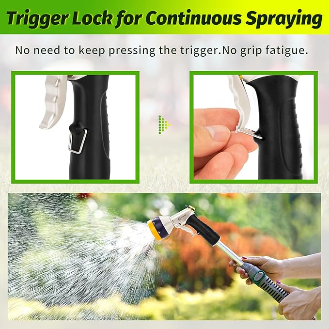 AUTOMAN Garden Hose Nozzles - High Pressure 100% Metal Hose Sprayer 2 Pack, Heavy Duty Garden Watering Nozzle Set, Powerful Garden Nozzle for Watering Plants, Window Cleaning,Washing Cars,Pets Bathing