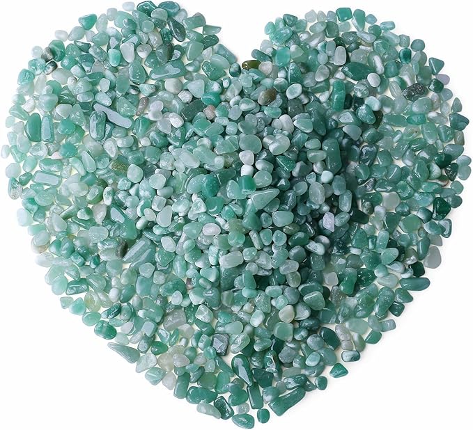 QINJIEJIE 400G Green Aventurine Crystal Polished Rocks 0.3-0.4" Tumbled Stones Chips Stone Crushed Quartz Natural Gem Home Decoration Aquarium Plants Cacti Vase Filler Landscape Bottom Ornament 0.9lb