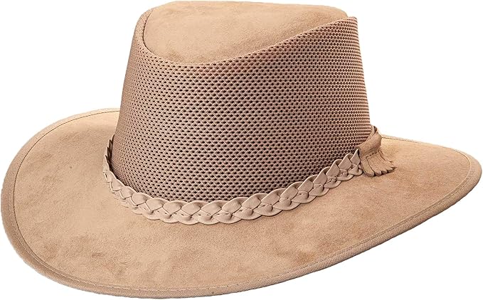 American Hat Makers Breeze Leather & Mesh Sun Hat | Wide Brim, UPF50, Breathable & Adjustable | Perfect for Outdoors