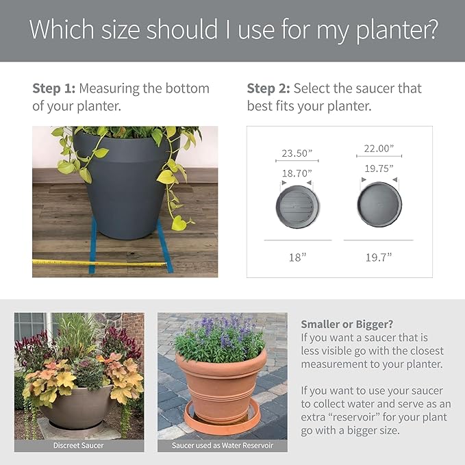 Crescent Garden Universal Square Plant Saucer, UV Resistant Durable Drip Tray for Square Planter, Heavy-Duty Plastic Drainage Dish, Indoor/Outdoor UV-Safe Saucer - 9'' Inner x 12.5" Outer (Parchment)