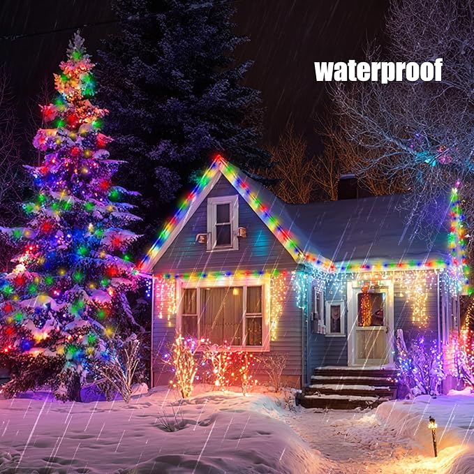 TW SHINE C9 Christmas Lights, 100 LED 66 FT Christmas String Lights Outdoor with 100 Spring Clips and Timer, Waterproof Connectable for Indoor Yard Xmas Tree House Decorations (Multi-Colored)