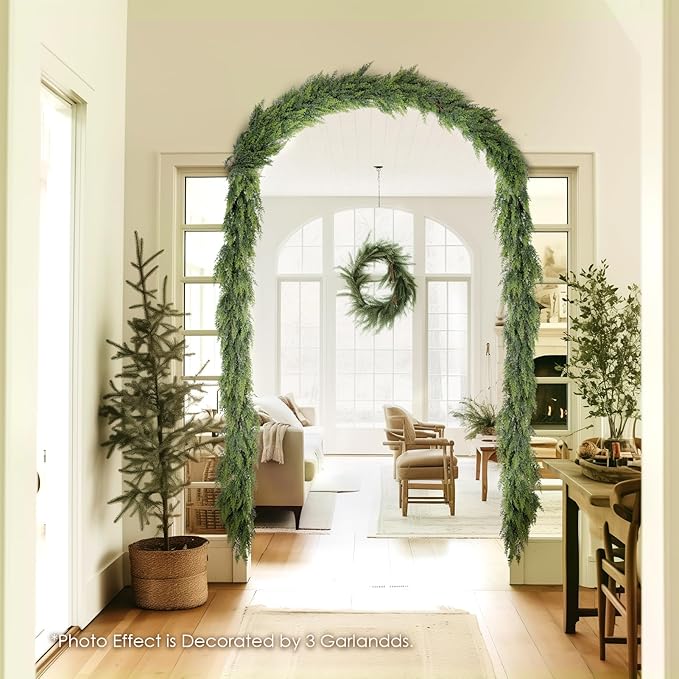 WBHome Real Touch Juniper Garland for Christmas Holiday Seasonal Outdoor/Indoor Home Decor, 6FT Long