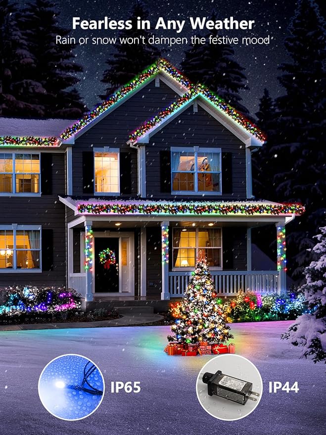 300 LED String Lights Outdoor, 100FT Multicolor Christmas Lights for Outside with Remote, Timer Memory Function, 8 Modes Waterproof Fairy Lights Plug in, for Xmas Tree Bedroom Patio Party