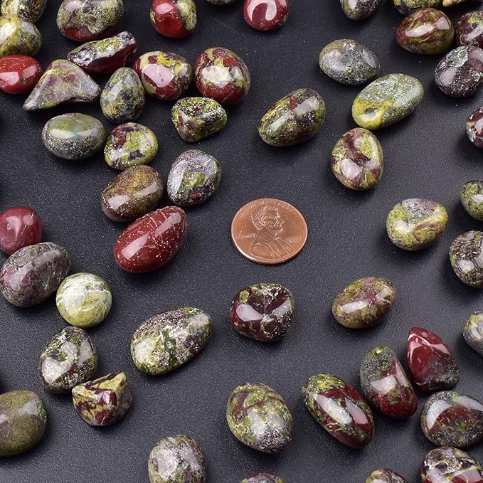 Polished Dragon Blood Jasper Crystals - 72 Pcs, 0.5" 10 oz Handpicked Natural Tumbled Gemstones Rocks, Pebbles for Reiki, Chakra, Healing Home Decor