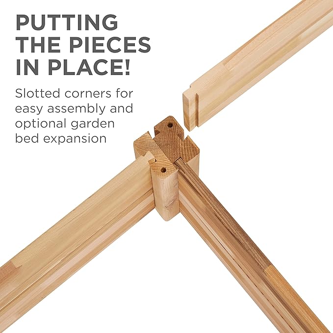 Jumbl Raised Canadian Cedar Garden Bed | Garden Beds Outdoor | Elevated Wood Planter for Growing Fresh Herbs, Vegetables, Flowers, Succulents & Other Plants at Home | Great for Outdoor | 48x48x10”