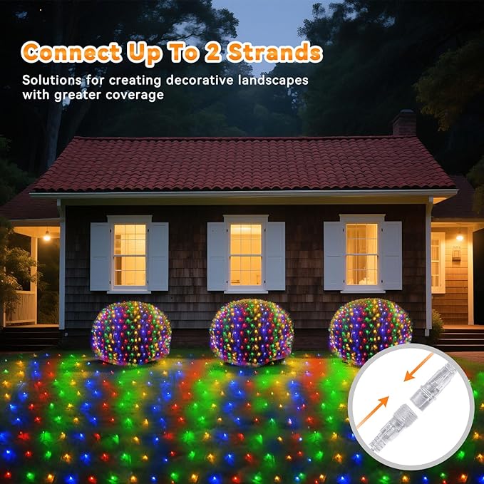 LitHome 300 LED 14.8ft x 5ft Outdoor Christmas Net Lights, Connectable Mesh Fairy String Lights with 8 Modes,Waterproof Plug in Mesh Lights for Bushes, Garden, Backyard, Holiday, Christmas(Multicolor)