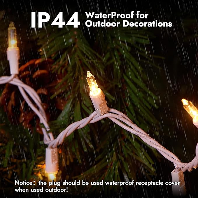 Christmas Lights Clear White 70 Count Incandescent Light UL Certified Connectable Christmas Tree Lights with White Wires for Indoor Outdoor Xmas, Wedding, Holiday, Party, Home Decorations