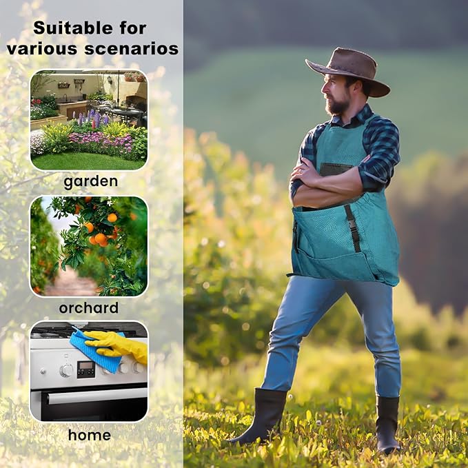 Gardening Apron, Garden Apron with Quick Release Pockets,Water Resistant Oxford with Adjustment Cross Strap,Farm Work