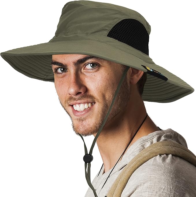 SUN CUBE Wide Brim Sun Hat Men Women, Fishing Hats Sun UV Protection, Mens Hiking Bucket Hat Safari Beach Boonie, UPF 50+