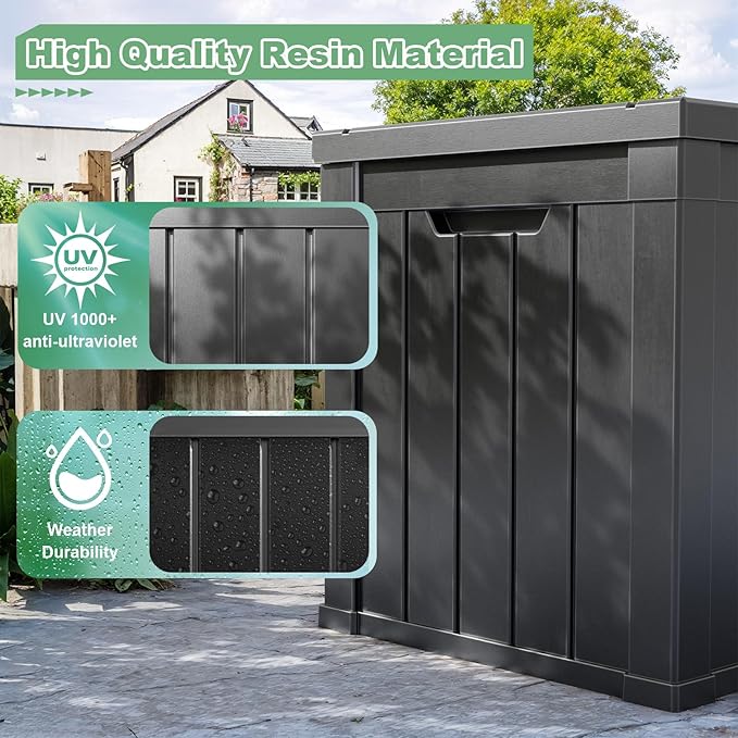 DRATO 50 Gallon Deck Box, Outdoor Storage Box for Patio Cushion, Garden Tools,Waterproof Patio Storage box, Lockable (Black)