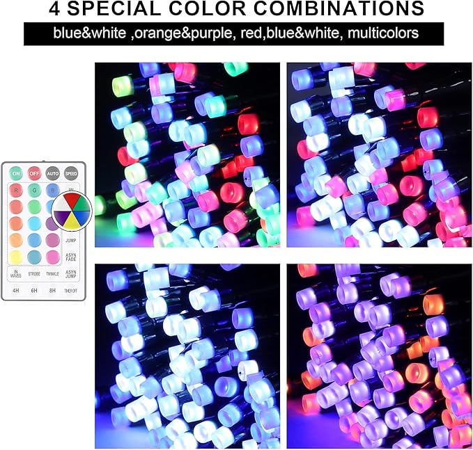weillsnow Color Changing Christmas Lights, 66ft 200 LED RGB String Lights with Remote & Timer, Fairy Lights for Indoor Outdoor Xmas Tree Party Wedding Christmas Decorations