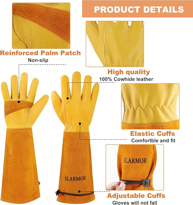 Long Gardening-Gloves Women/Men-Thorn proof Rose Pruning Heavy Duty Gauntlet-XS