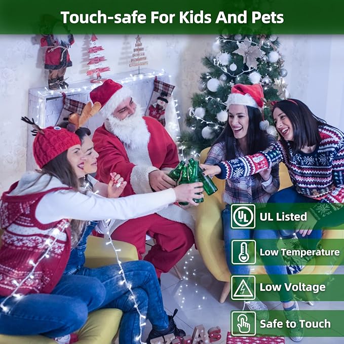 1500 LED Chrstmas Lights, 470ft Outdoor Christmas String Lights with 12 Modes, Cool White LED String Lights with Timer Dimmable Waterproof for Tree Fence Garden Xmas Halloween Party Holiday Decor