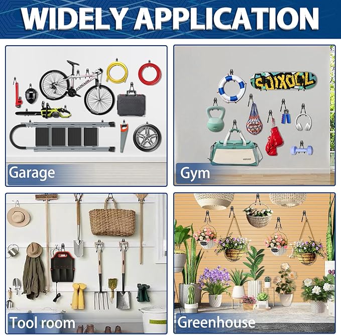 3-H Garage Wall Hooks 31 Pack, Garage Hooks Heavy Duty with Extra Welding Spots, Garage Organizer for Garden, Lawn, Yard Tools, Chairs, Ladders, Weed Eater, Shovel, Blower(Black)