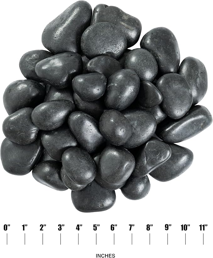 MSI Decorative Polished Black Pebbles, 1.2 inch - 2 inch, 40 lb. Bag