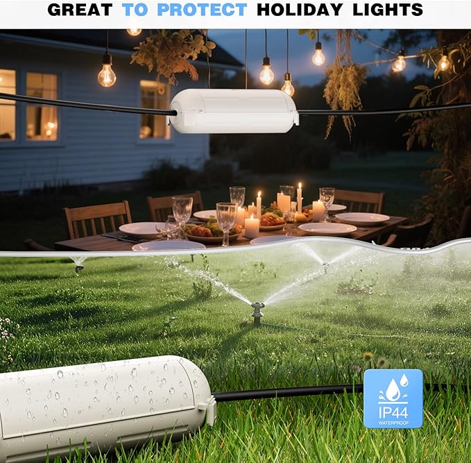 Flemoon [3 Pack] Outdoor Extension Cord Safety Cover with Waterproof Seal, Weatherproof Electrical Connection Box for Outdoor Outlet, Plug, Socket, Halloween, Christmas Holiday Decoration Light, White