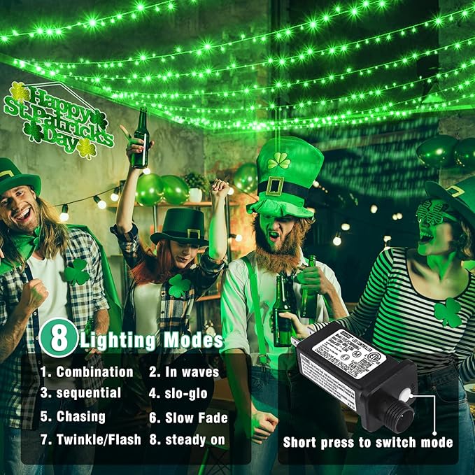 165FT 500 LED Christmas Lights, Plug in Christmas String Lights with Waterproof, 8 Modes Twinkle Fairy Lights for Xmas Garden Tree Holiday Decorations, Green