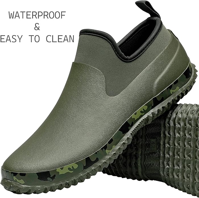 TENGTA Unisex Waterproof Garden Mud Shoes Mens Rubber Gardening Rain Boots for Women Car Wash Footwear