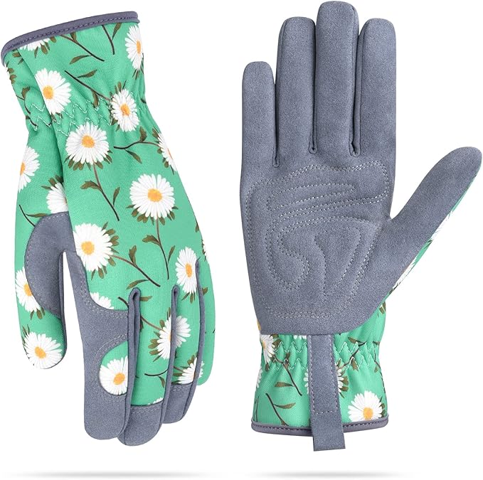 Womens Gardening Weeding Working Gloves, Leather Garden Glove for Women Thorn Proof No Stab for Digging, Planting,Pruning